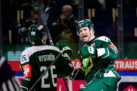 Henrik Björklund of Färjestad celebrates