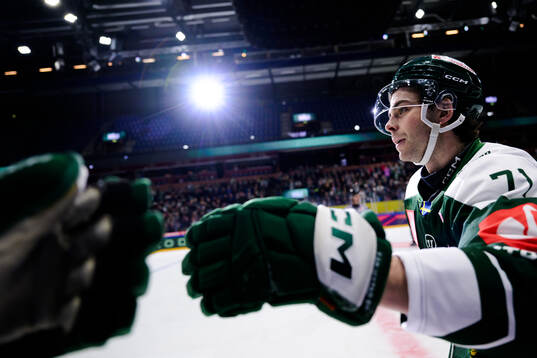 Viktor Lodin of Färjestad celebrates