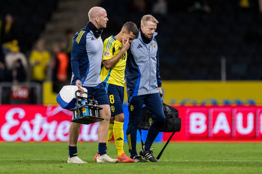 Yasin Ayari of Sweden looks dejected while leaving the pitch