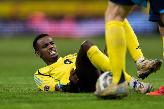Alexander Isak of Sweden in pain