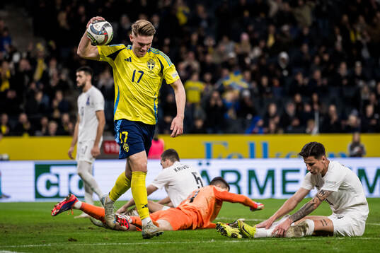 Viktor Gyökeres of Sweden celebrates