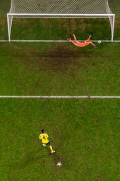goalkeeper Shakhrudin Magmomedaliyev of Azerbaijan saves a