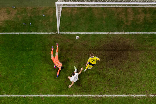 Viktor Gyökeres of Sweden scores 6-0 against goalkeeper