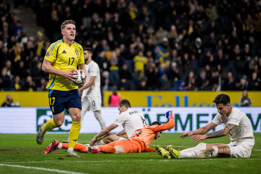 Viktor Gyökeres of Sweden celebrates