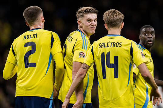 Viktor Gyökeres of Sweden celebrates
