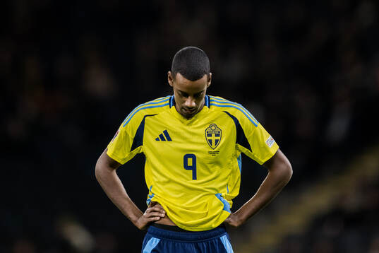 Alexander Isak of Sweden looks dejected