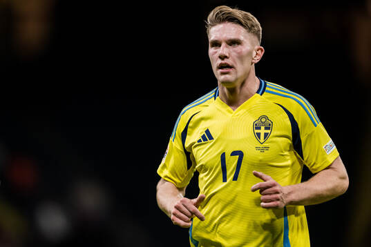 Viktor Gyökeres of Sweden celebrates