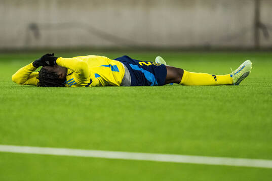 William Rashidi of Sweden looks dejected