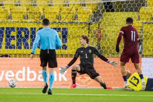 Goalkeeper William Nieroth Lundgren of Sweden and Adrian