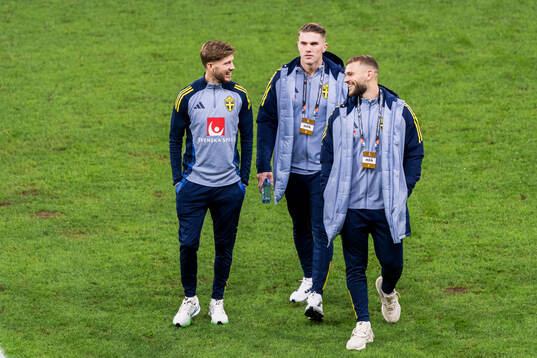 Anton Salétros, Viktor Gyökeres and Isac Lidberg of Sweden