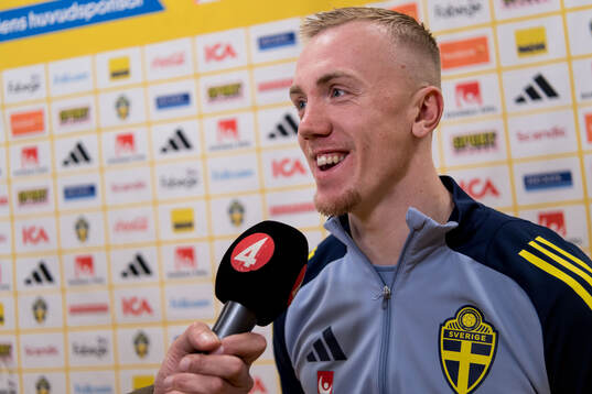 Isac Lidberg of Sweden in mixed zone