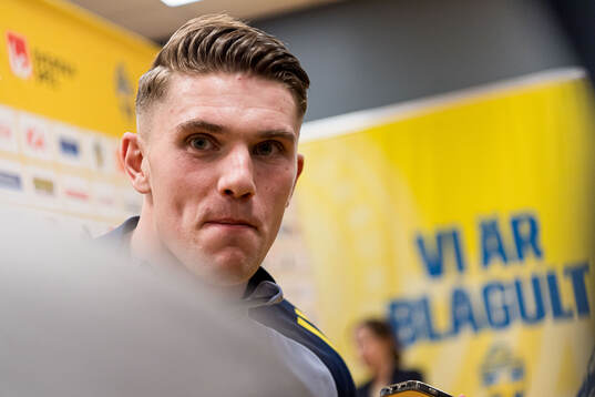 Viktor Gyökeres of Sweden in mixed zone