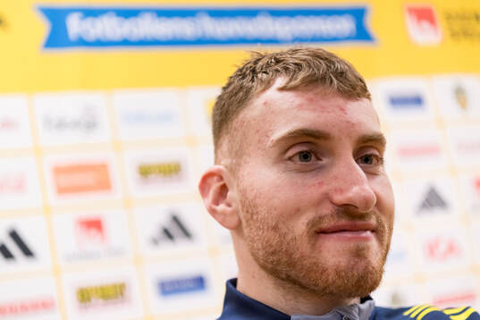 Dejan Kulusevski of Sweden in mixed zone