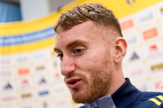 Dejan Kulusevski of Sweden in mixed zone