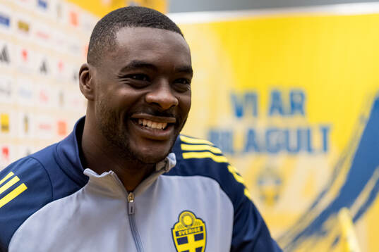 Ken Sema of Sweden in mixed zone