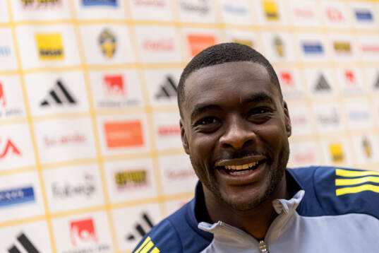 Ken Sema of Sweden in mixed zone