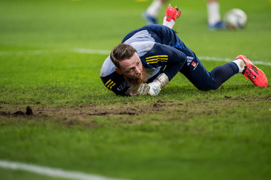 Goalkeeper Viktor Johansson of Sweden