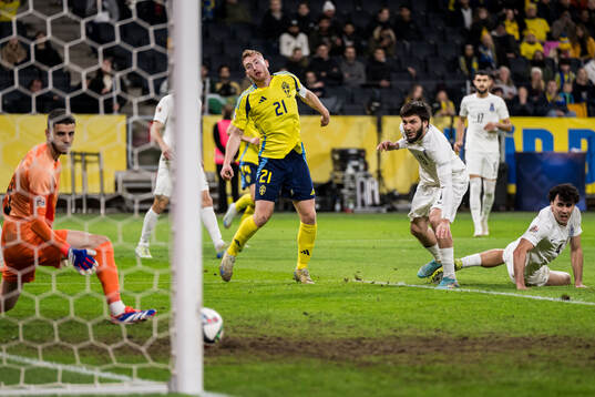 Dejan Kulusevski of Sweden scores 1-0