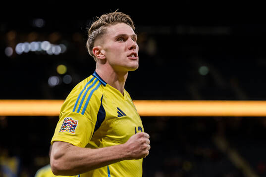 Viktor Gyökeres of Sweden celebrates