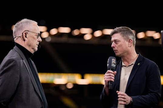 Head coach Jon Dahl Tomasson of Sweden is interviewed in