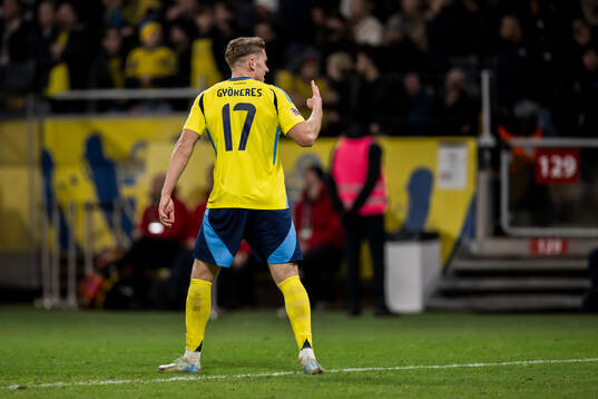 Viktor Gyökeres of Sweden celebrates