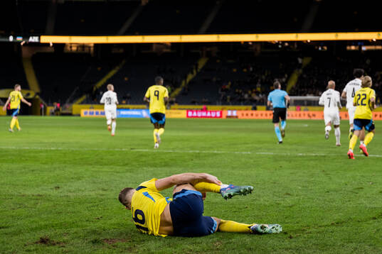 Jesper Karlström of Sweden in pain