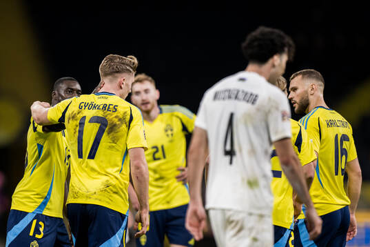 Ken Sema, Viktor Gyökeres and Jesper Karlström of Sweden