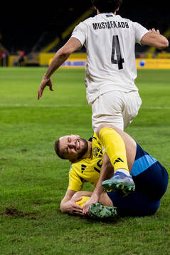 Jesper Karlström of Sweden in pain