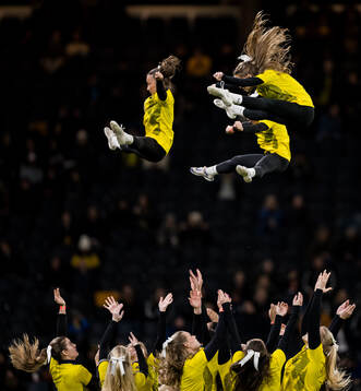 Cheerleaders perform in half-time
