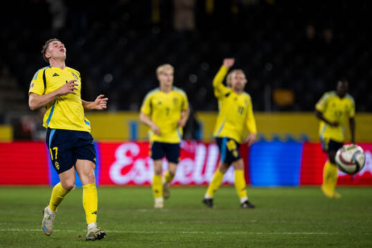 Viktor Gyökeres of Sweden looks dejected