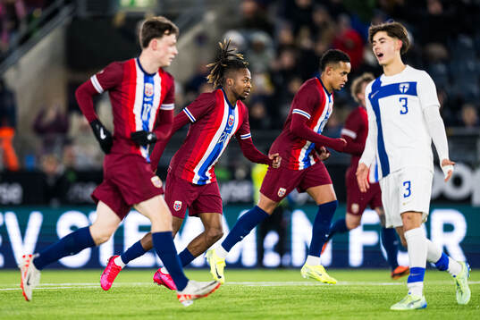 Joel Mugisha of Norway celebrates