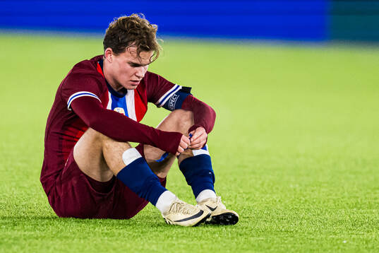 Leo Fuhr Hjelde of Norway looks dejected
