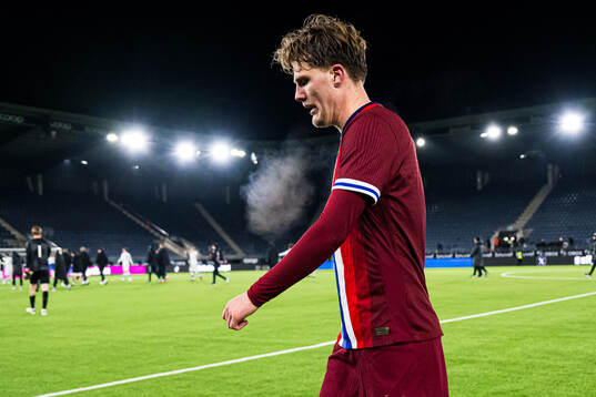 Leo Fuhr Hjelde of Norway looks dejected