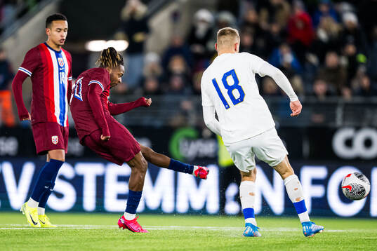 Joel Mugisha of Norway scores the 1-1 goal