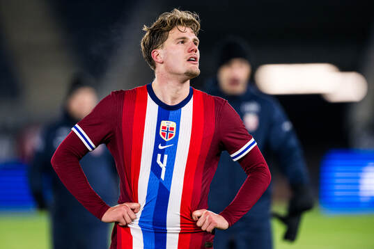 Leo Fuhr Hjelde of Norway looks dejected