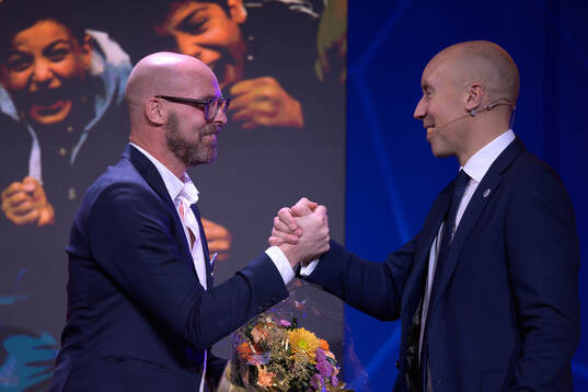 Patrik Lundgren, klubbchef Falkenbergs FF, och Simon