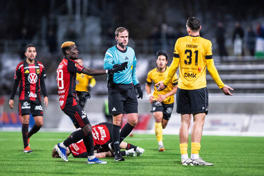 Bråk mellan Lunds BKs Viktor Ekblom och  Östersunds