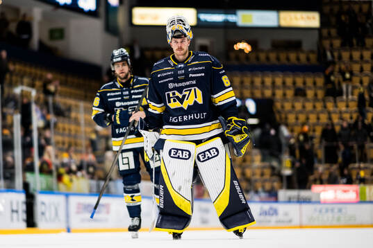 HV71s målvakt Hugo Alnefelt deppar