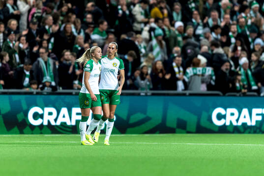 Anna Jøsendal and Ellen Wangerheim of Hammarby look