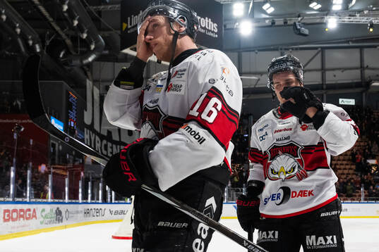 Malmö Redhawks Matias Lassen och Nikola Pasic deppar