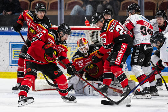 Luleås Albin Lundin, målvakt Matteus Ward och Erik