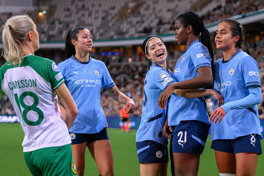 of Manchester City Leila Ouahabi , Yui Hasegawa and Khadija