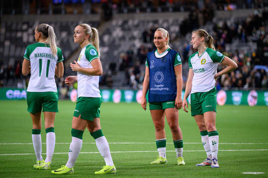 Cathinka Tandberg and Julie Blakstad of Hammarby  look
