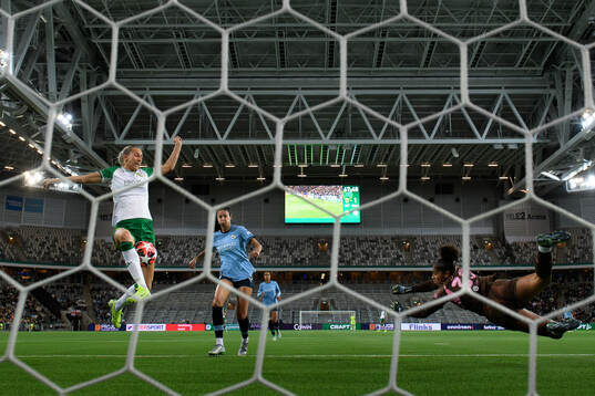 Ellen Wangerheim of Hammarby scores the 1-1 goal behind