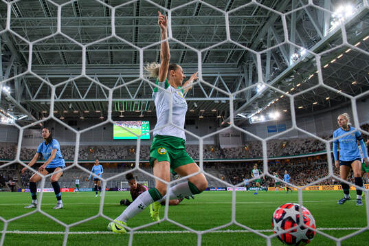 Ellen Wangerheim of Hammarby celebrates the 1-1 goal behind