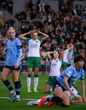 Ellen Wangerheim and Smilla Vallotto of Hammarby  look