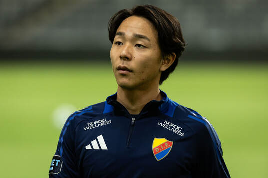 Djurgårdens Keita Kosugi innan fotbollsmatchen i