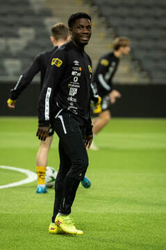Elfsborgs Michael Baidoo innan en träningsmatch mellan