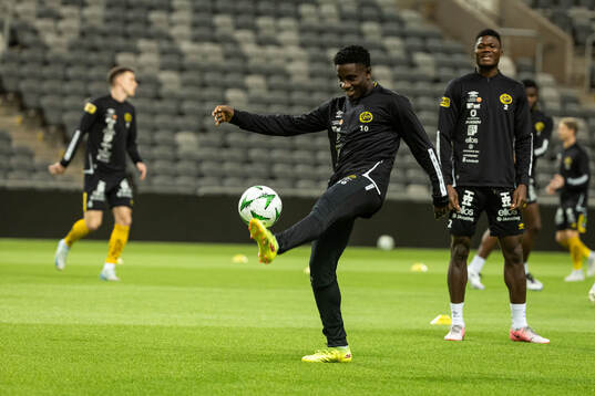 Elfsborgs Michael Baidoo innan en träningsmatch mellan