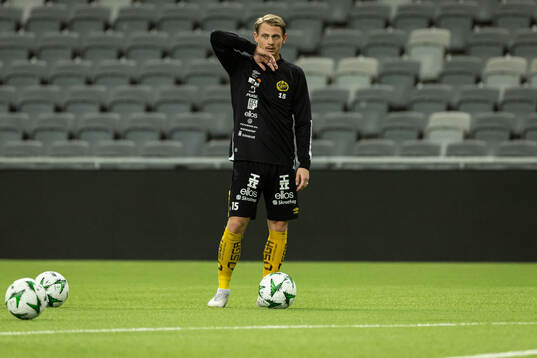 Elfsborgs Simon Hedlund innan en träningsmatch mellan